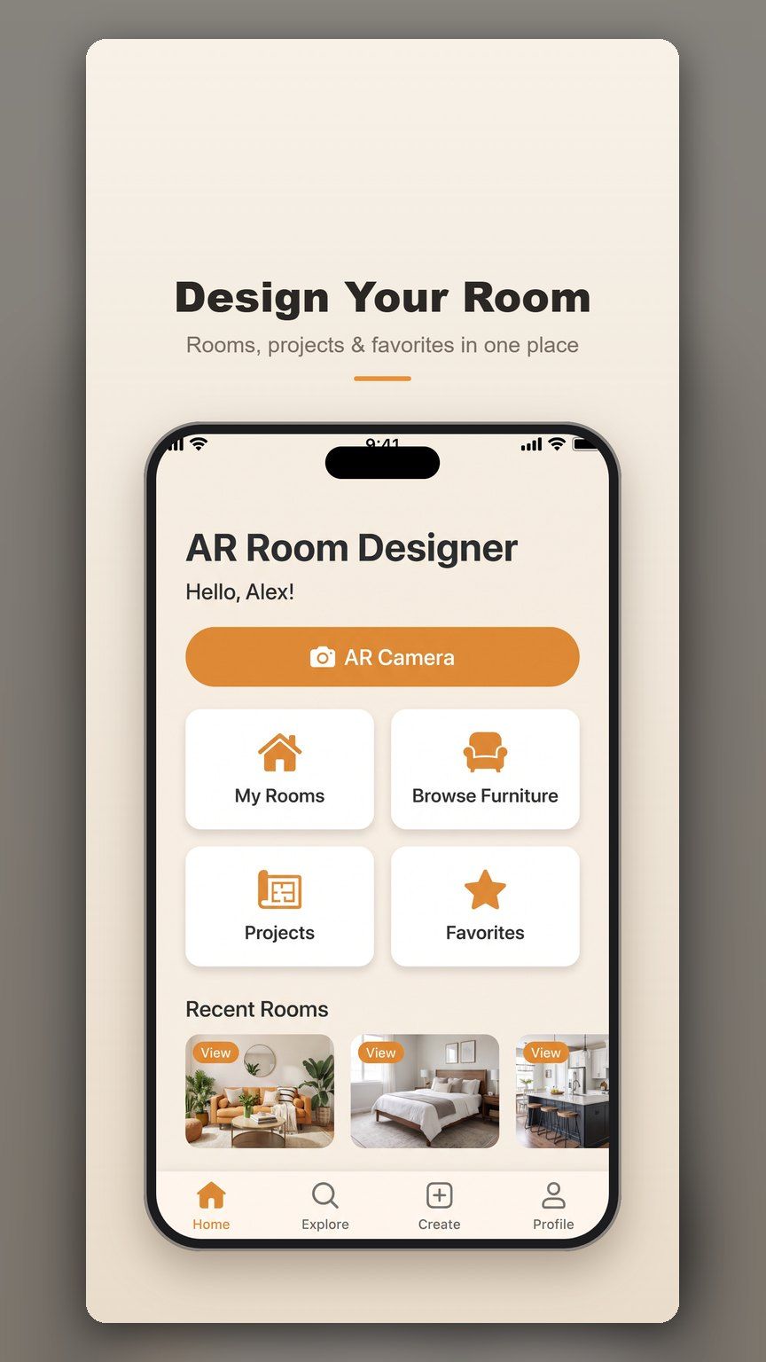 Room designer home screen
