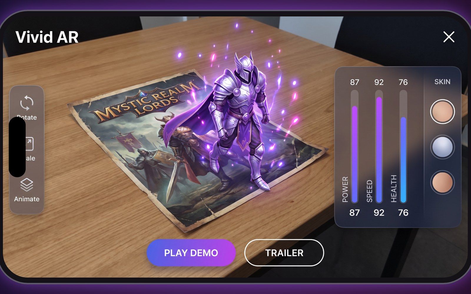 Vivid AR app scanning a poster that comes alive as a 3D character
