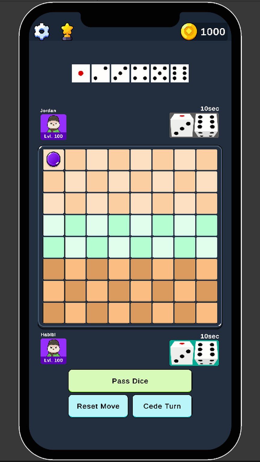Batre board with dice and pieces on a phone