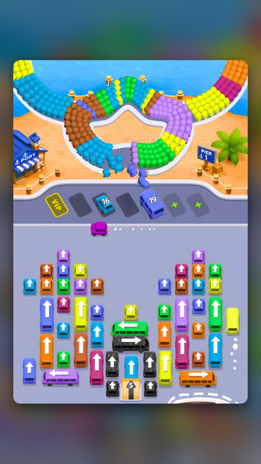 Bus Jam level with buses and passengers