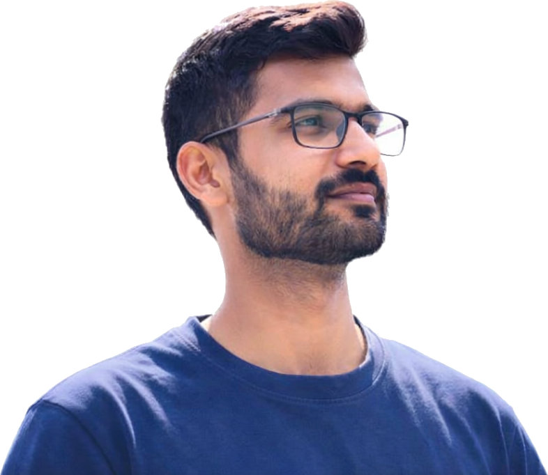 Portrait of Dilawar Hussain, Senior Unity Engineer, wearing glasses and a navy t-shirt