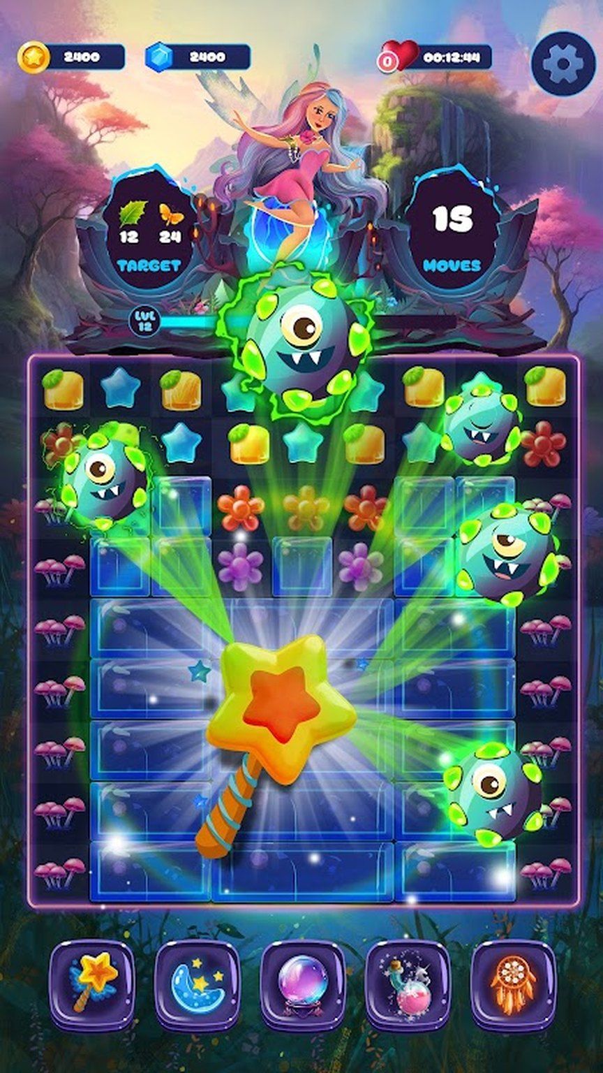 Fairy Match 3 combo exploding on the board