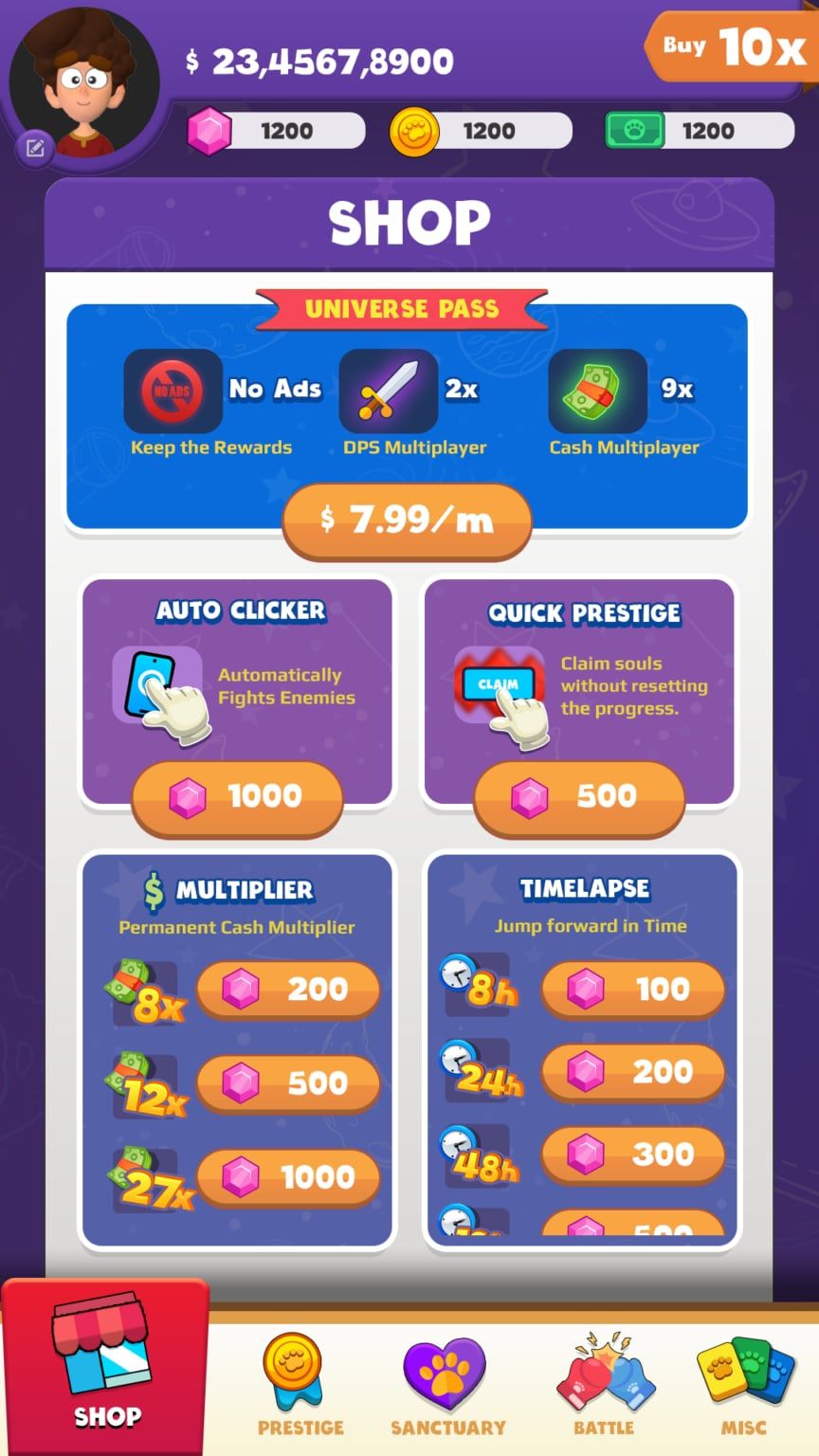 Galactic Acres in-game shop