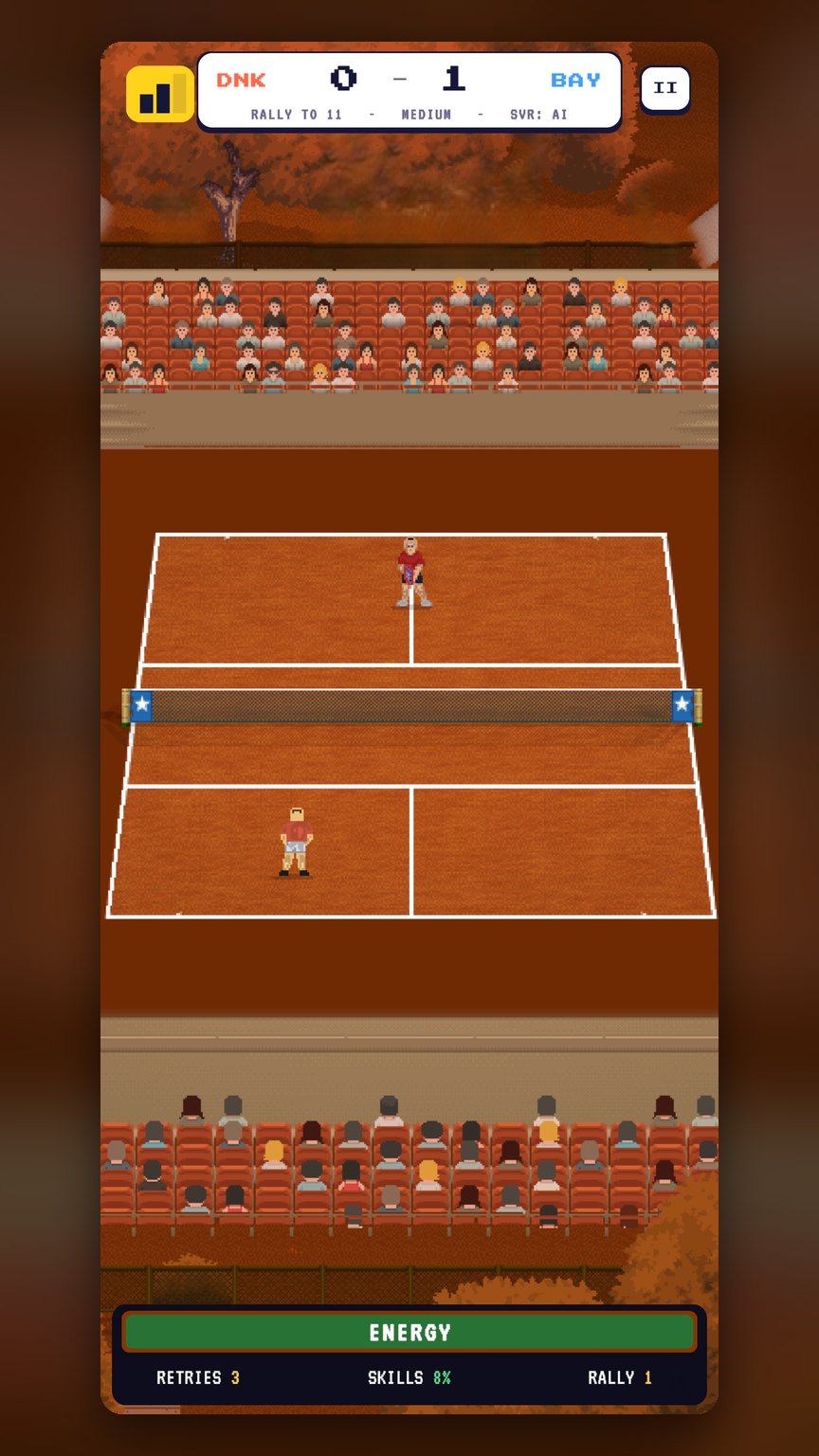 Retro Pickleball match on a clay court
