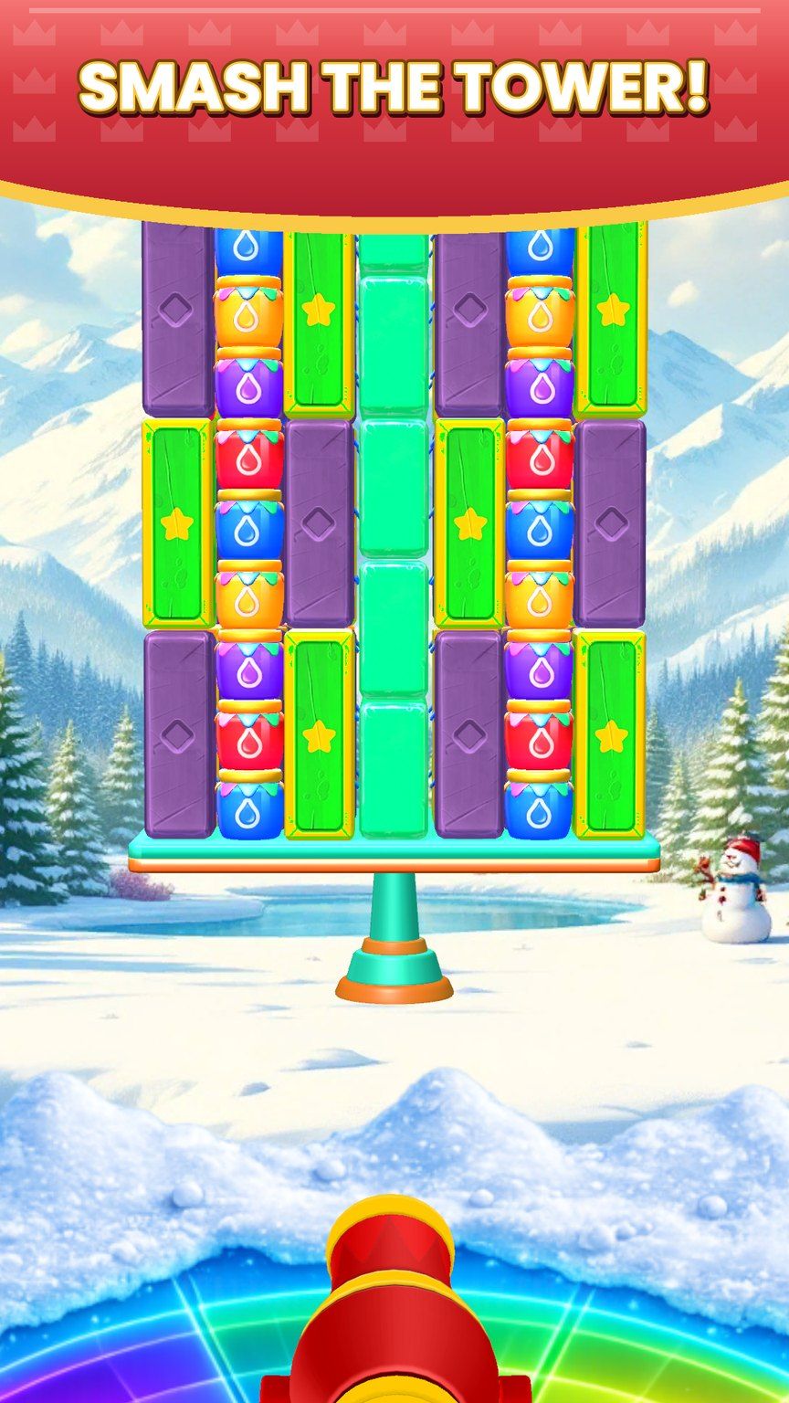 Smash the tower — a stack of colourful blocks