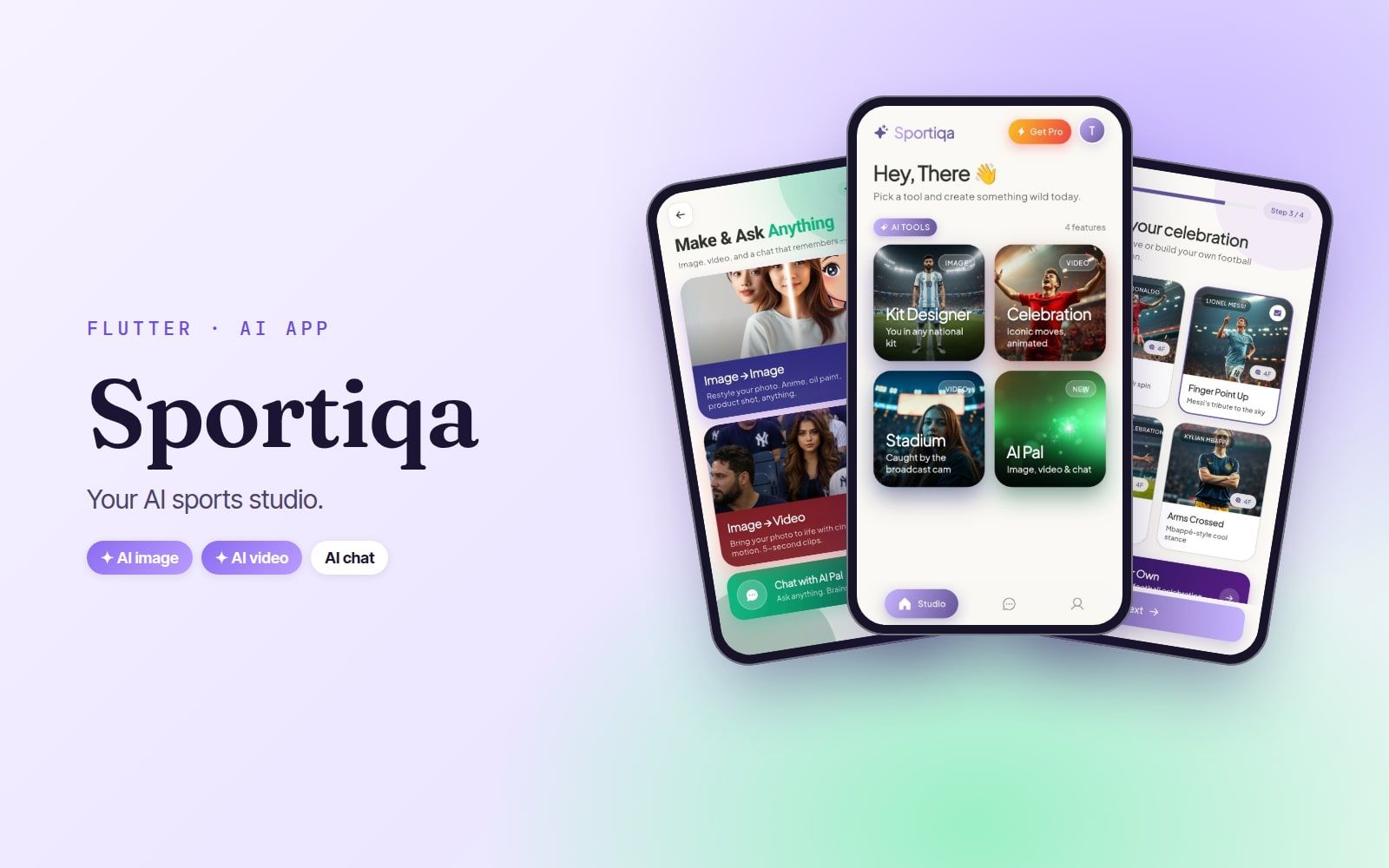 Sportiqa AI sports studio app screens