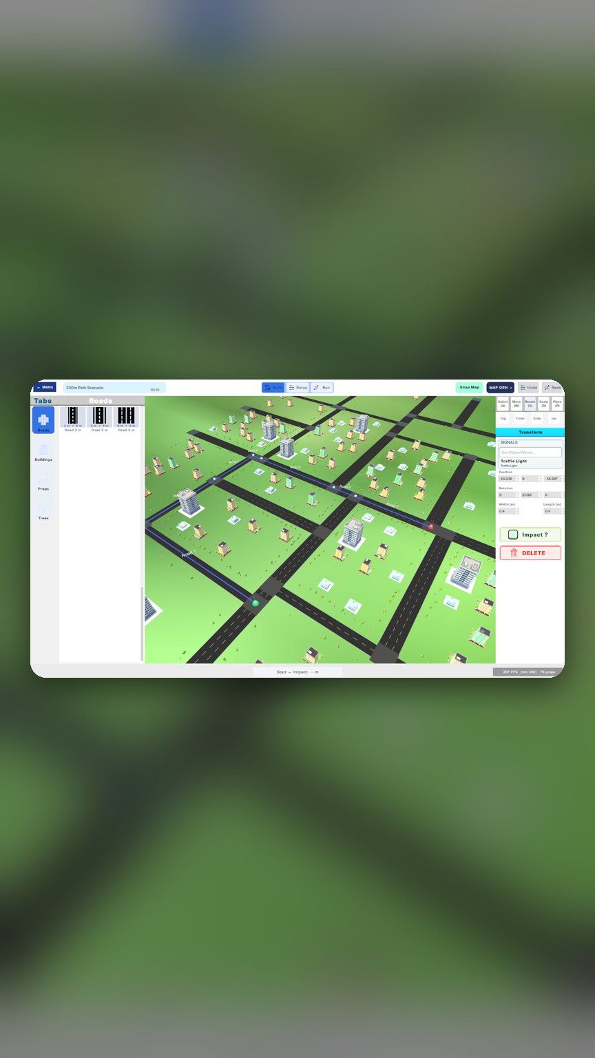 VDA 3D view of the city and vehicle approach