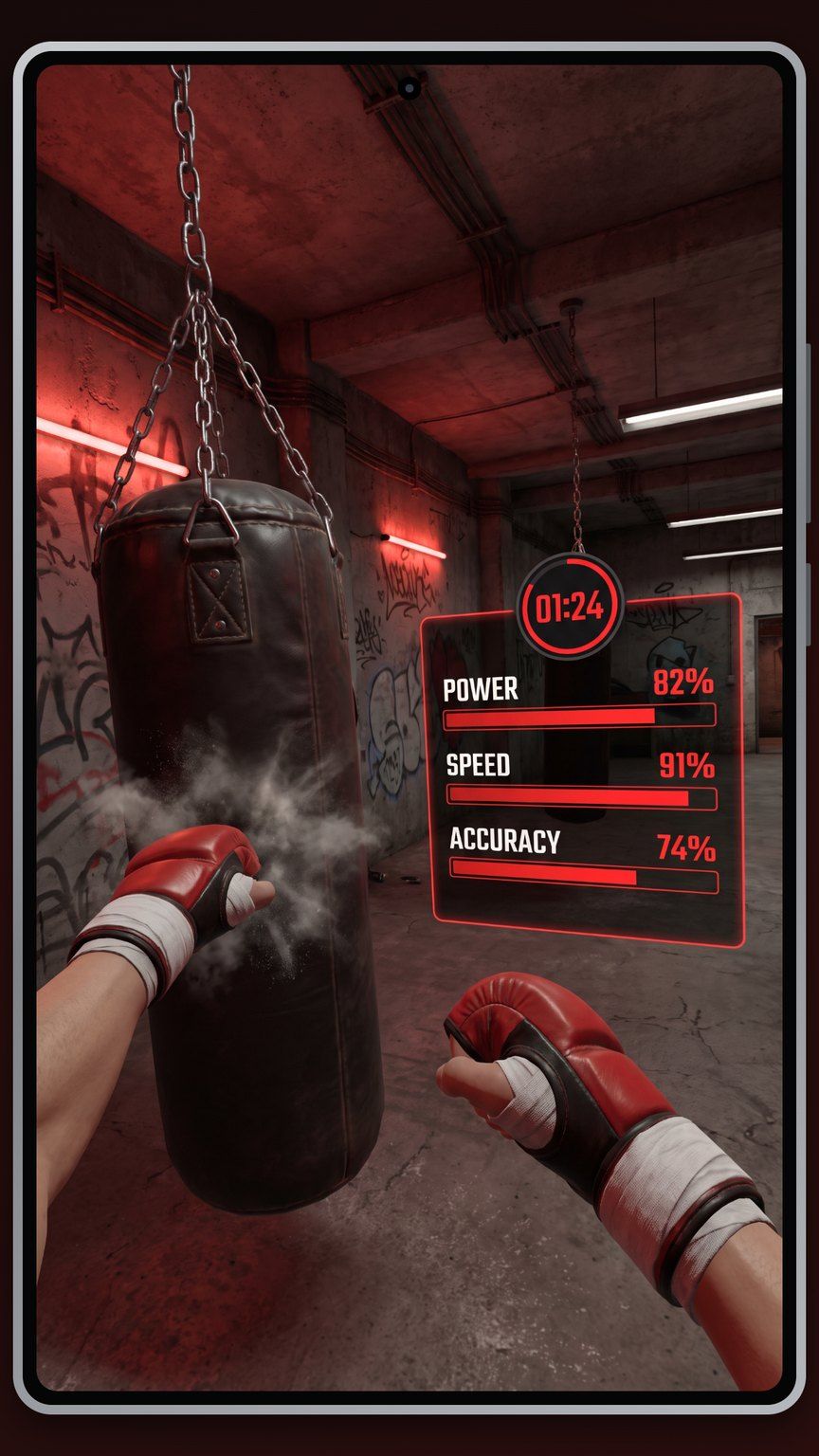 Training on the heavy bag in VR