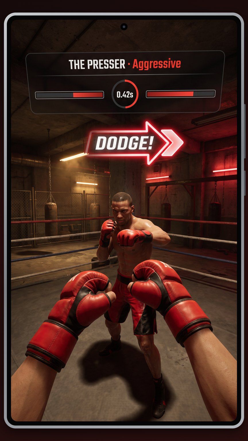 AI sparring partner prompting a dodge