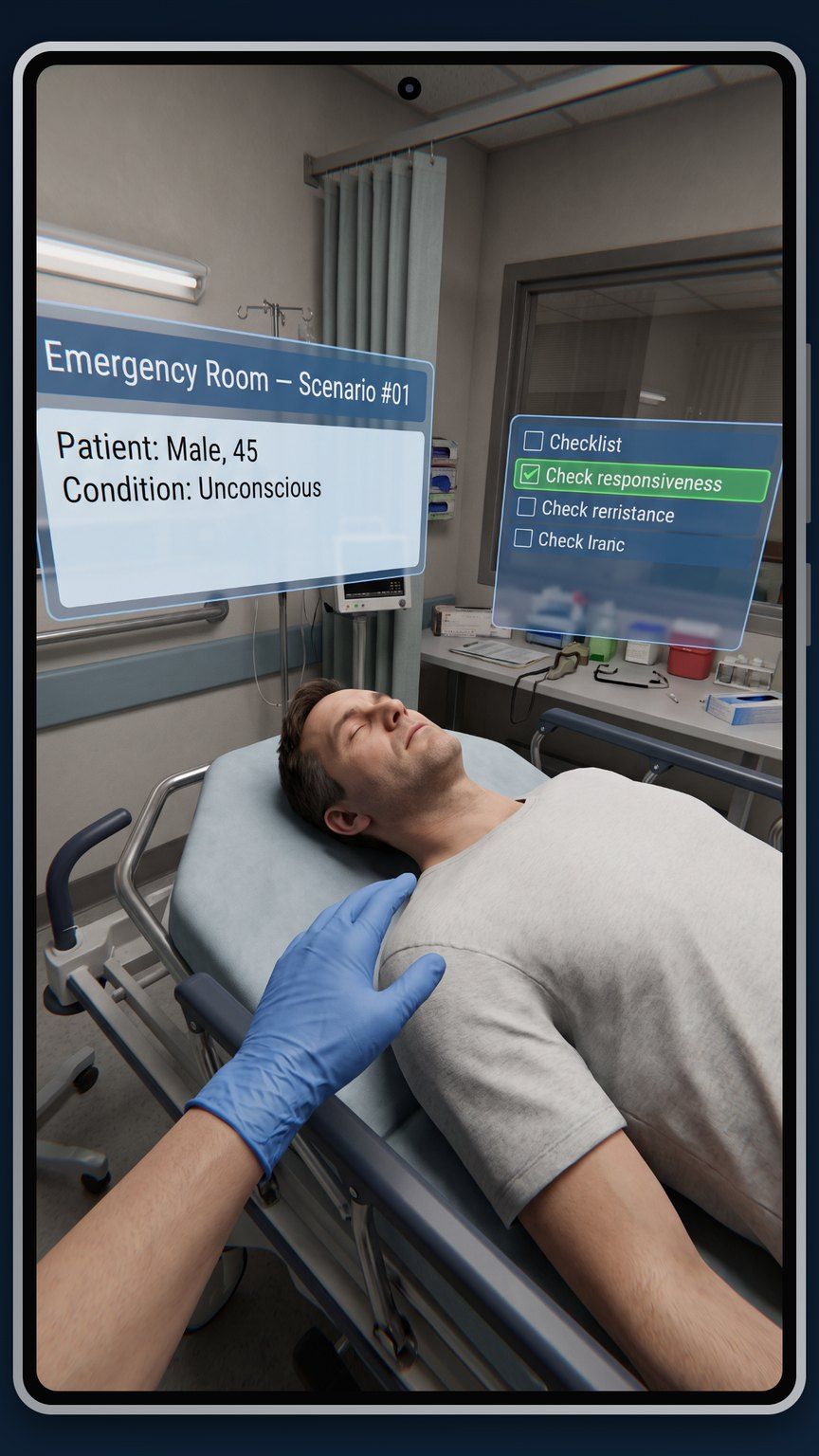 Assessing an unconscious patient in the VR emergency room