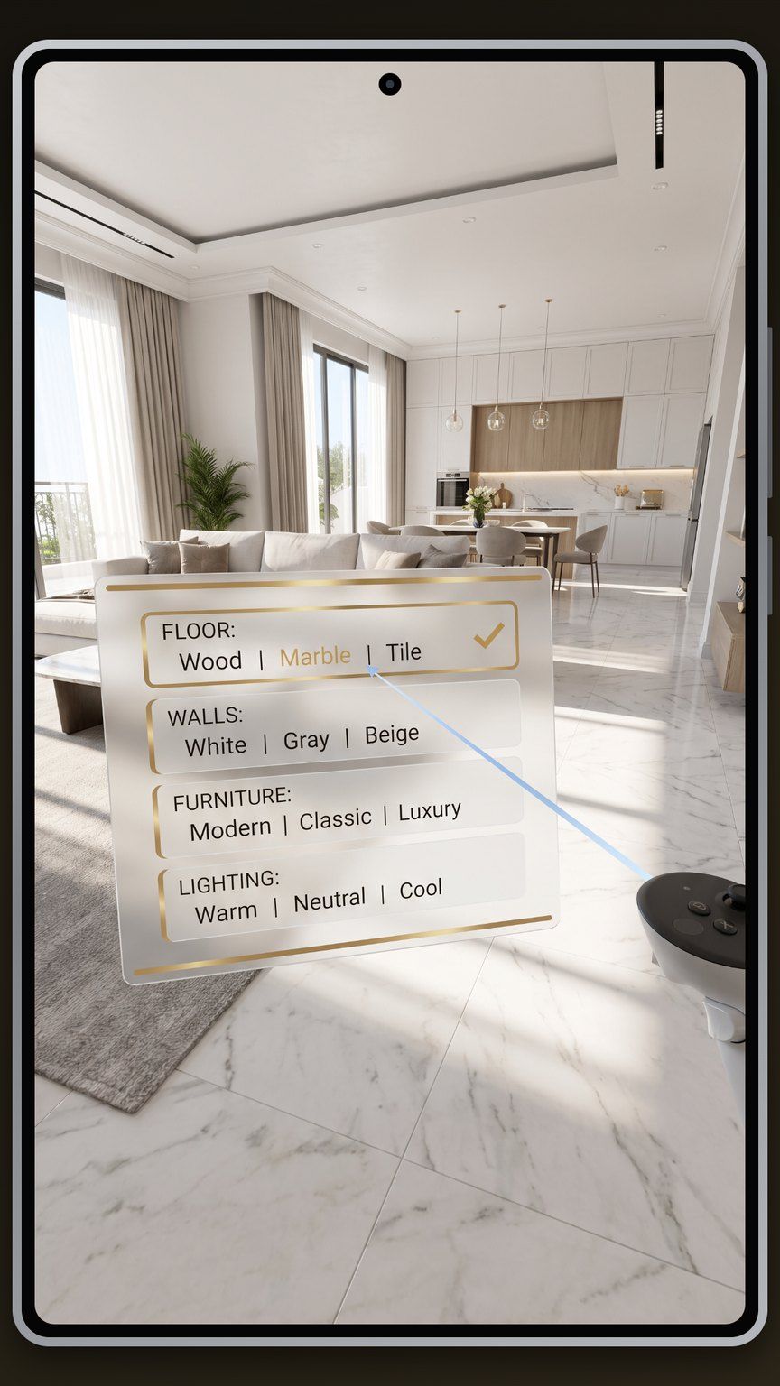 Customising the kitchen design in VR