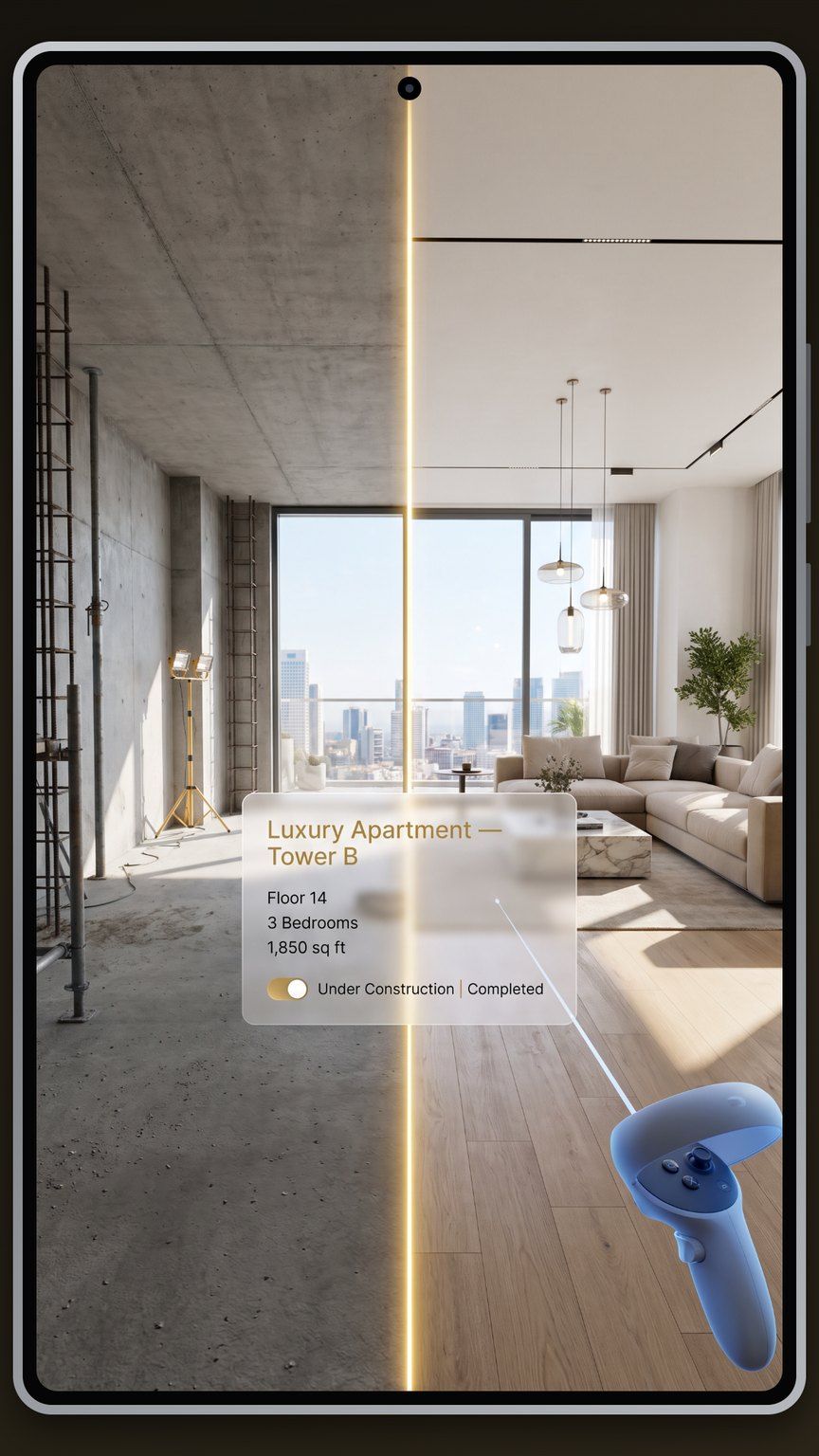 Unbuilt mode revealing an off-plan apartment