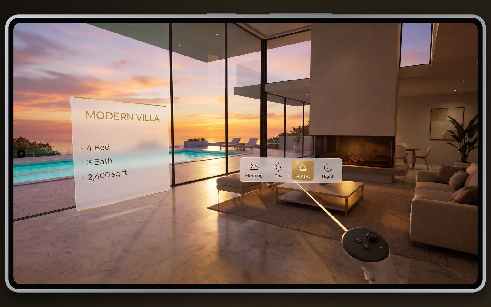 VR real estate tour of a modern villa