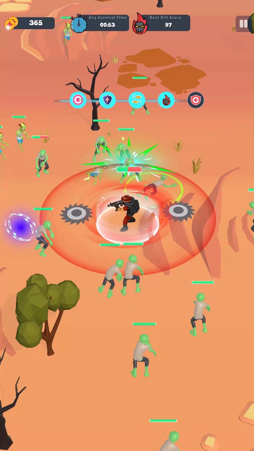 Lone Hero fighting a zombie wave