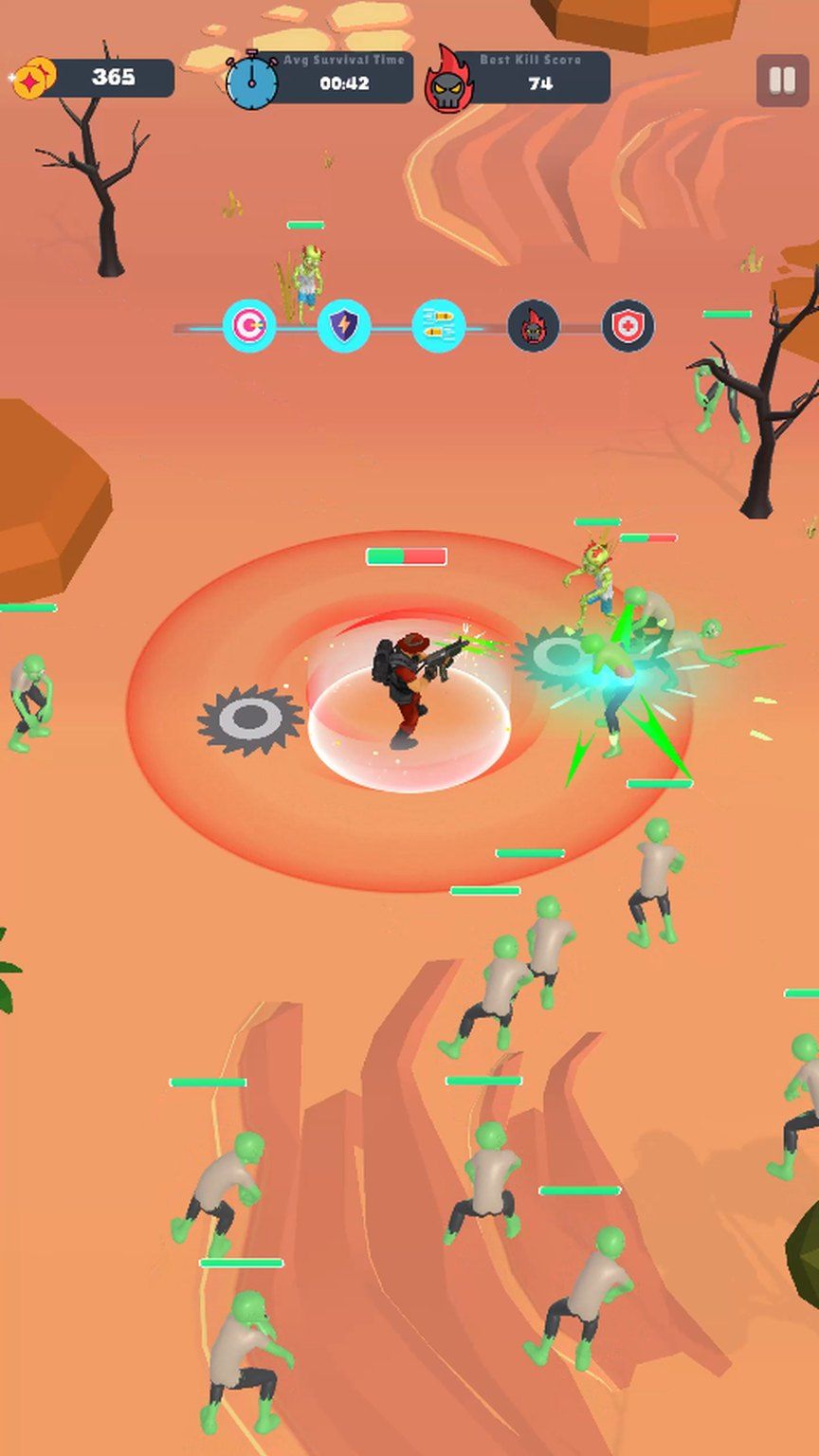 Lone Hero surrounded in the arena