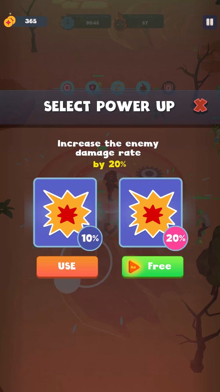 Lone Hero power-up selection